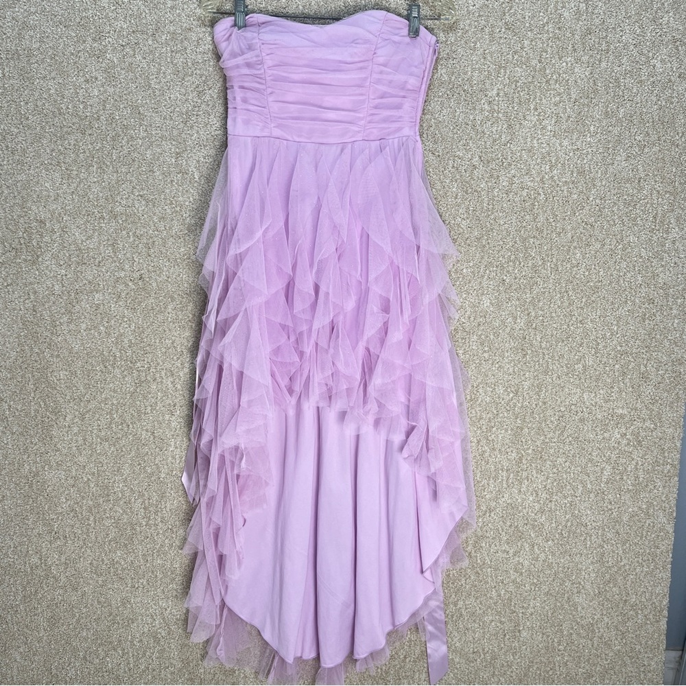 Imperfect pink purple sparkly tulle layered dress‎ strapless sweetheart neck